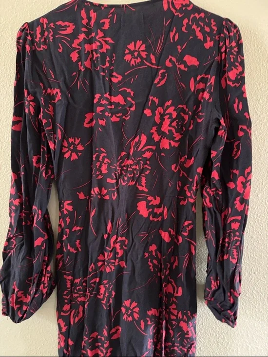 NEW Zara Black Long Sleeve Dress with Red Floral Print XS - Picture 8 of 8